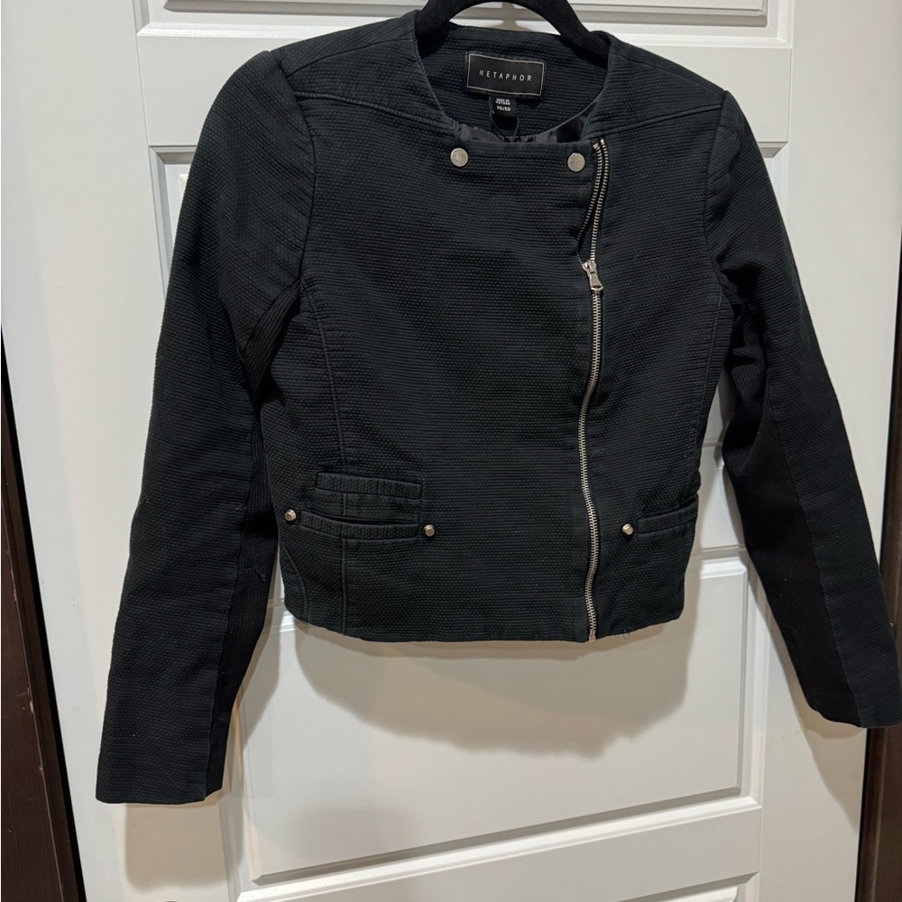 Black Textured Moto Jacket